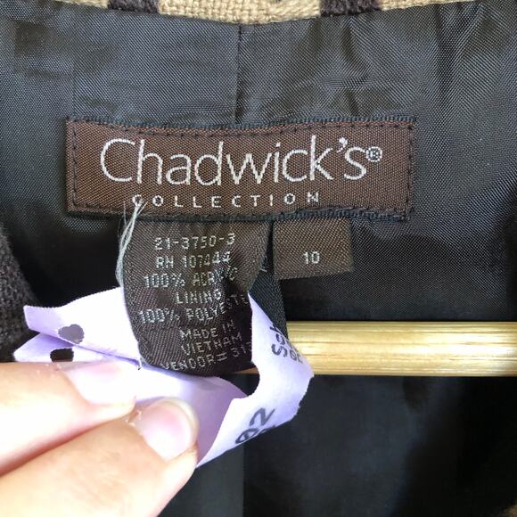 Vintage Chadwick's Collection Houndstooth Blazer Coat 10 (M) 90s Classic Preppy - Picture 9 of 12